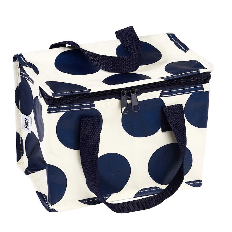 Navy Spot Lunch Bag