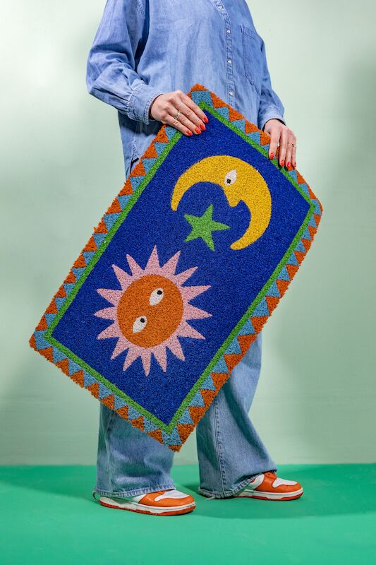 Blue Sun & Moon Doormat