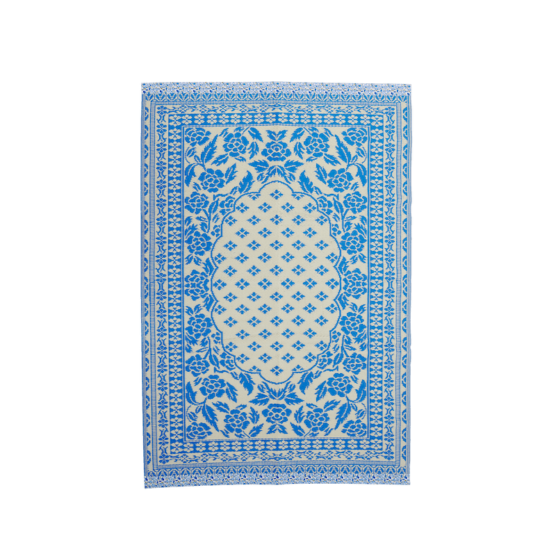 Blue Mat with Floral Edge