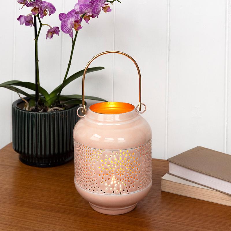 Pink Enamel Tealight Lantern