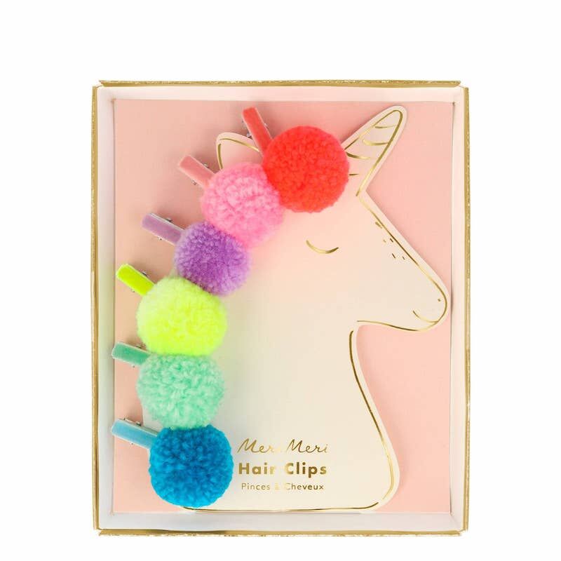 Pom Pom Unicorn Hair Clips