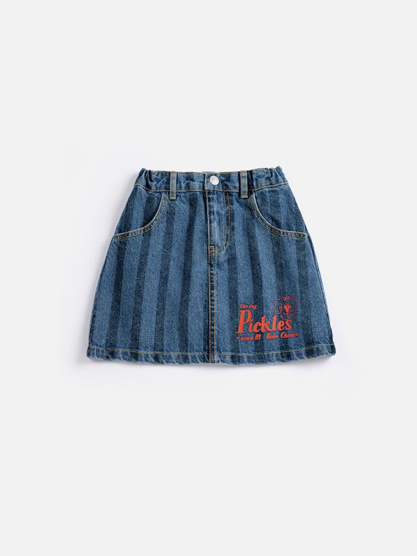 Pickles the Dog Striped Denim Skirt