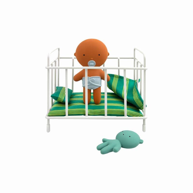 Green Stripe Mini Doll Crib