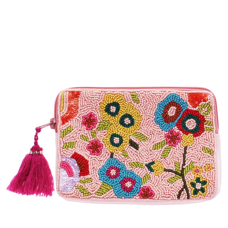 Beaded Make Up Bag/Flowers
