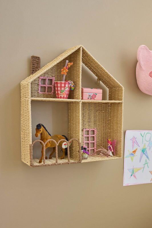 Paper Rope House Shelf in Pink