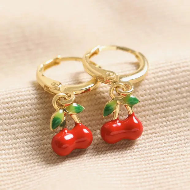 Enamel Red Cherry Earrings