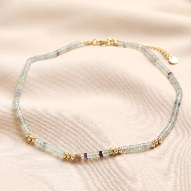 Prehnite Heishi Bead Necklace